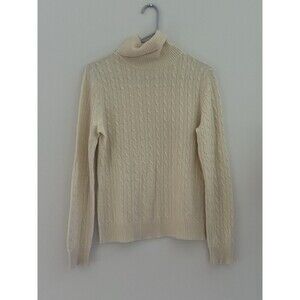 Tweeds Women's Sweater White Size M Pullover 100% Cashmere 2-Ply Turtleneck boho